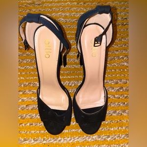 Black Platform Block Heel
